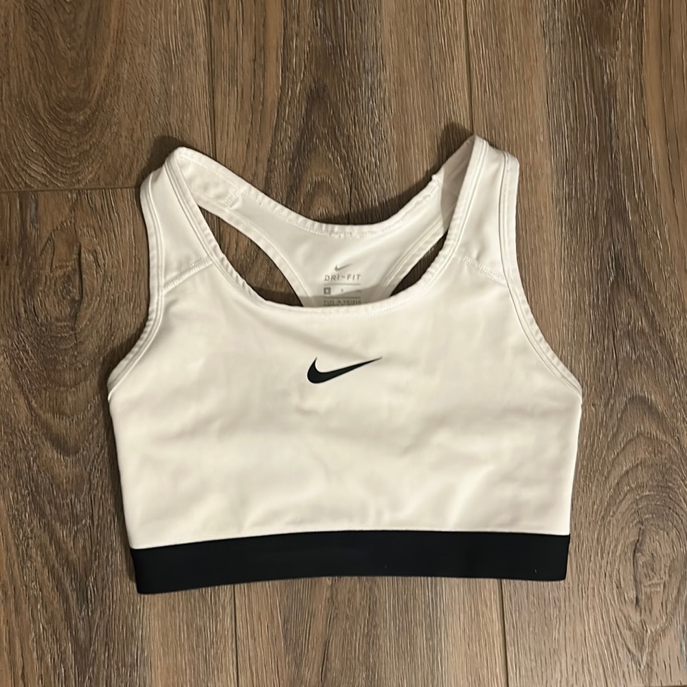 White Nike sports bra.
